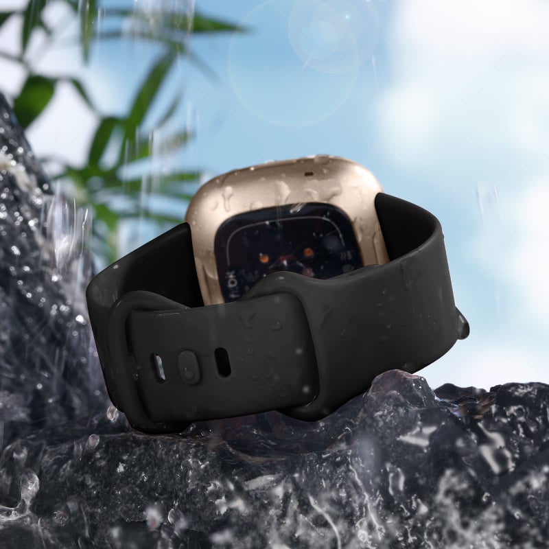 Getino Compatible with Fitbit Sense/Versa Bands for Women Men, Silicone Sport Accessories for Sense 2/Versa 3/4 Watch, Small Black/Navy/Plum/Gray - Image 4